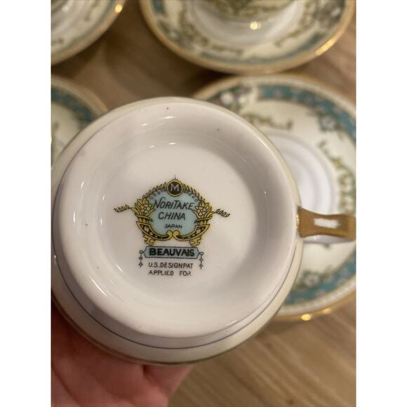 Noritake Beauvais Cup & Saucer Set Of 4 Fine China Gold Rim Made In Japan Coffee - Picture 7 of 9